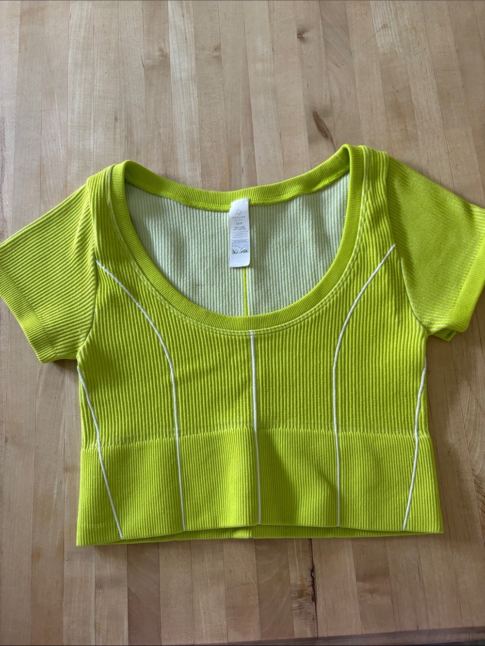 Aerie Offline Women's Size XS Neon Green Ribbed Crop Top